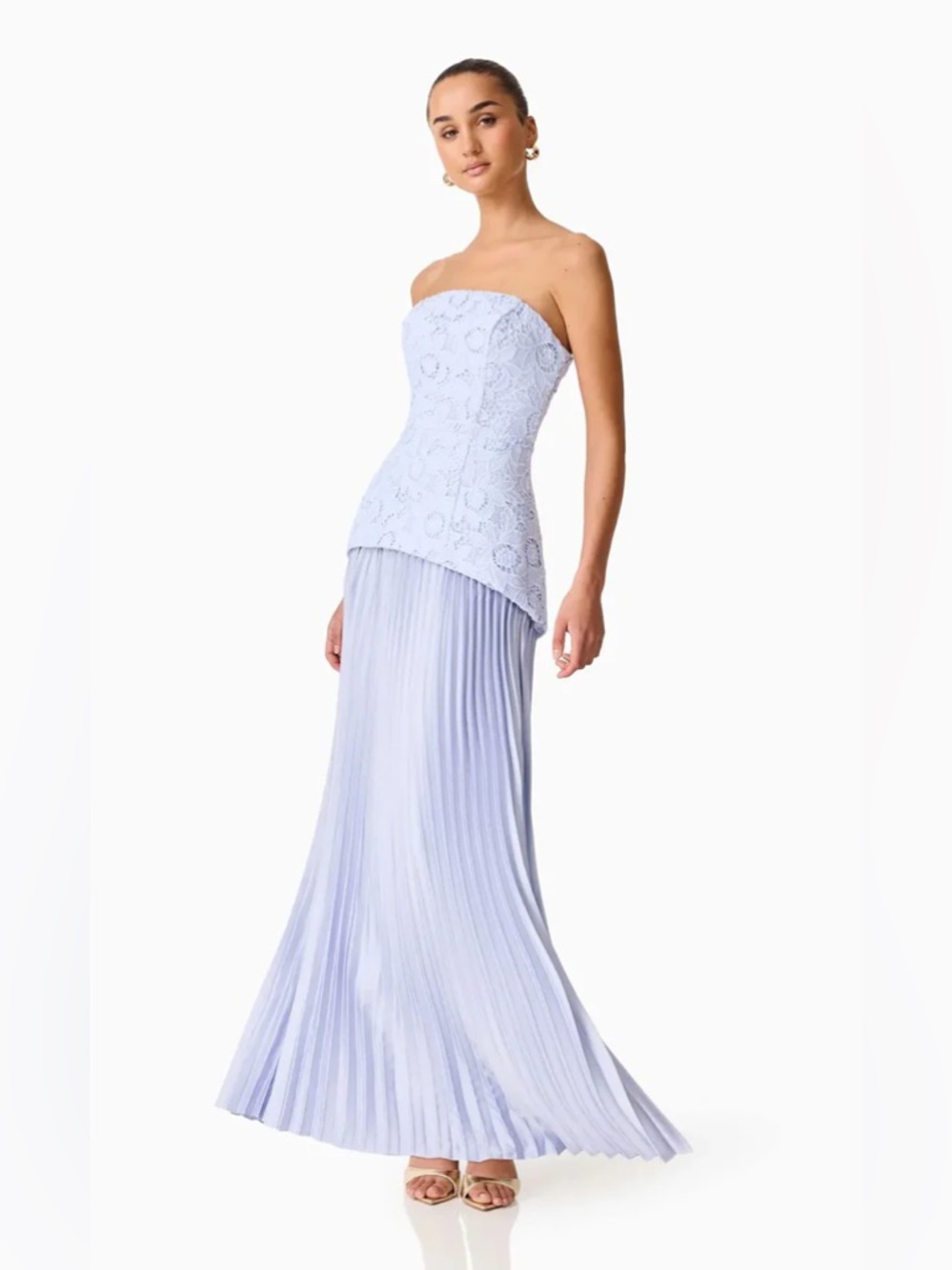 Elliatt Lacy Strapless Gown in Powder Blue Size S NWT - Picture 2 of 8